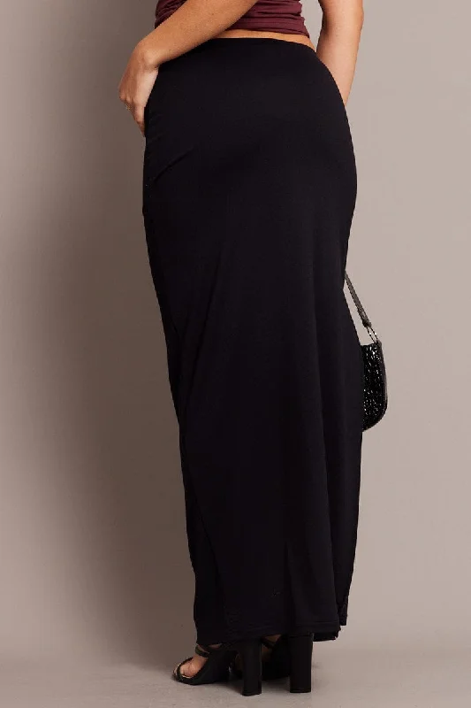 Black Supersoft Maxi Skirt Side Split