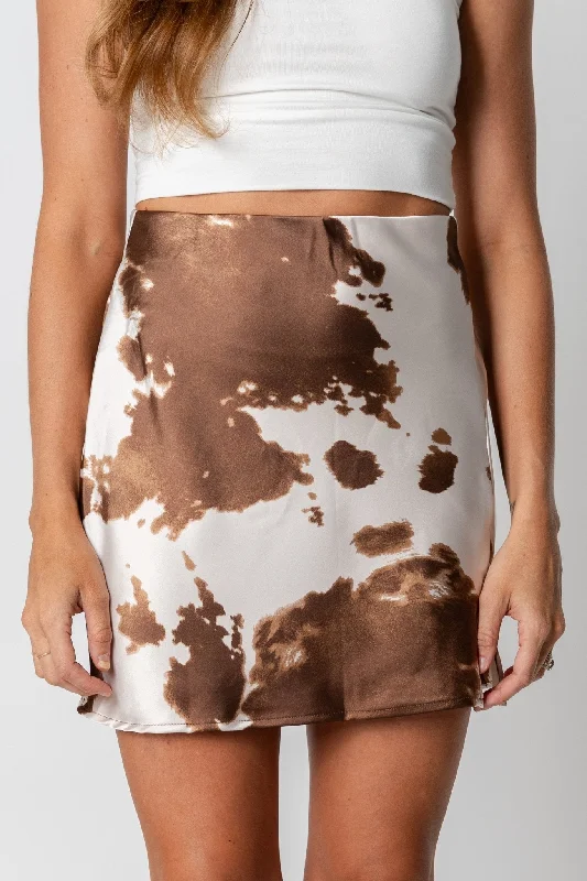 Cow print mini skirt ivory/brown