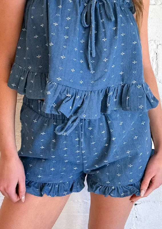 Daisy Denim Ruffle Shorts