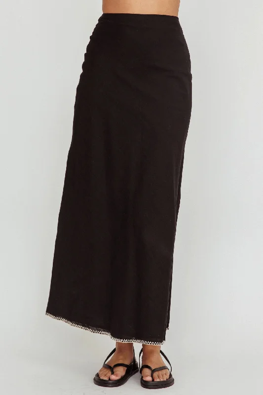 Dose Of Sunshine Blanket Stitch Skirt Black