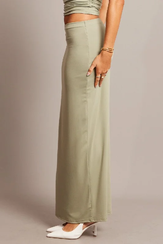 Green Supersoft Maxi Skirt Side Split