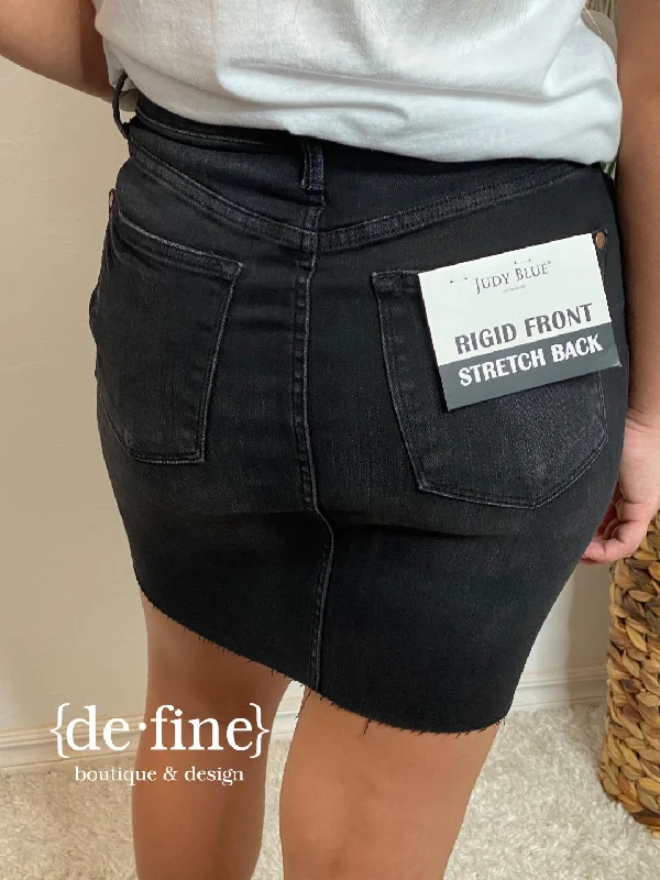 Judy Blue Black Washed Destroyed Skirt in Regular & Curvy