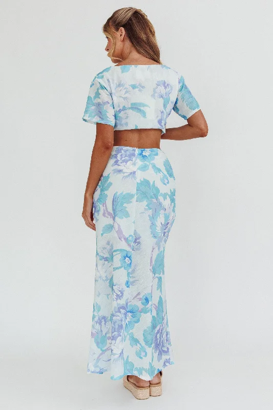 La Vie Floral Maxi Skirt Floral Blue