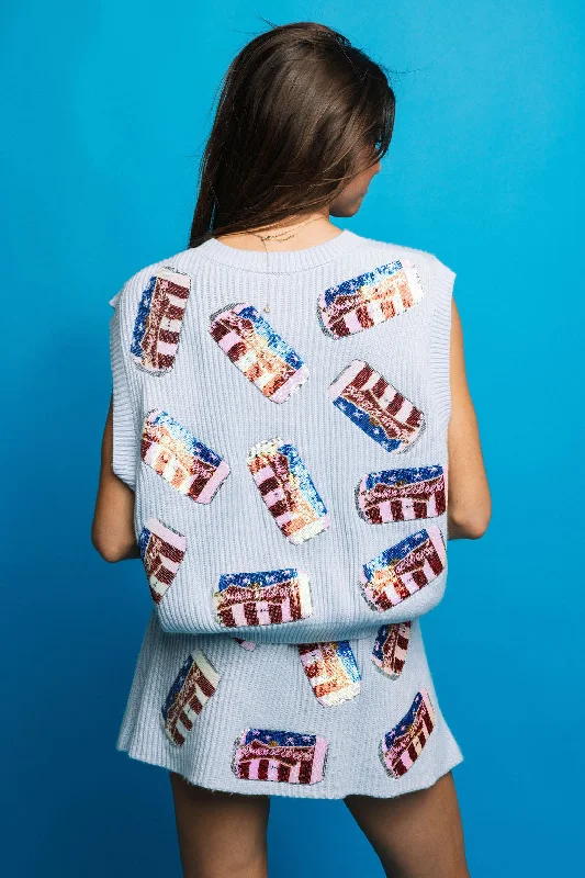 Light Blue Scattered Beer Sweater Skirt