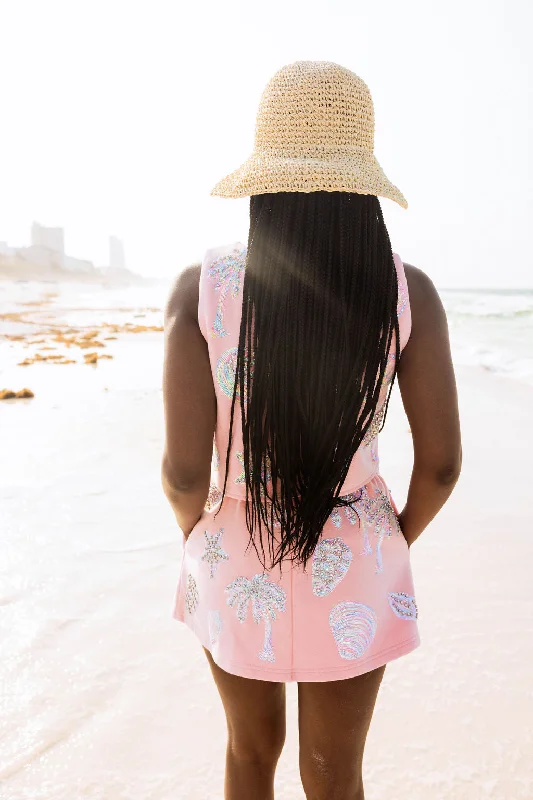 Light Pink & Gold Shell Skort