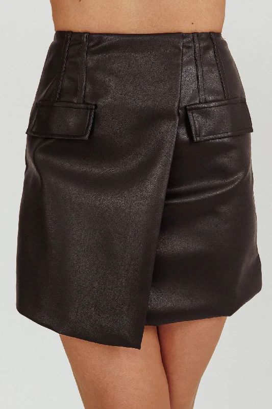 Nessa Vegan Leather Mini Skirt Black