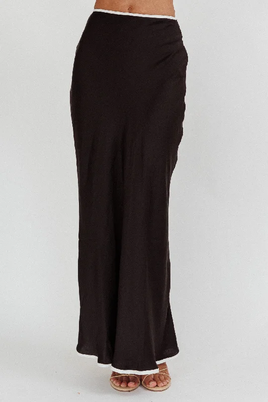 Only One Contrast Trim Maxi Skirt Black