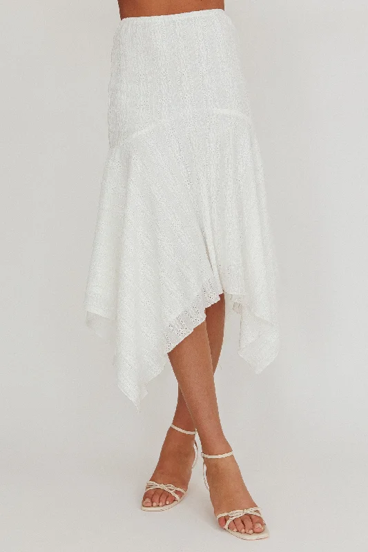 Paper Hearts Square Hem Midi Skirt White