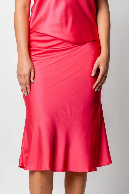 Satin midi skirt fuchsia