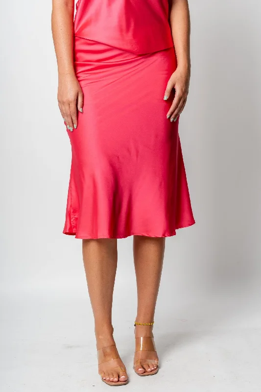 Satin midi skirt fuchsia