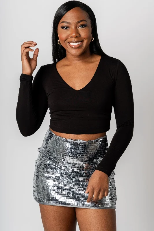 Sequin skirt gunmetal