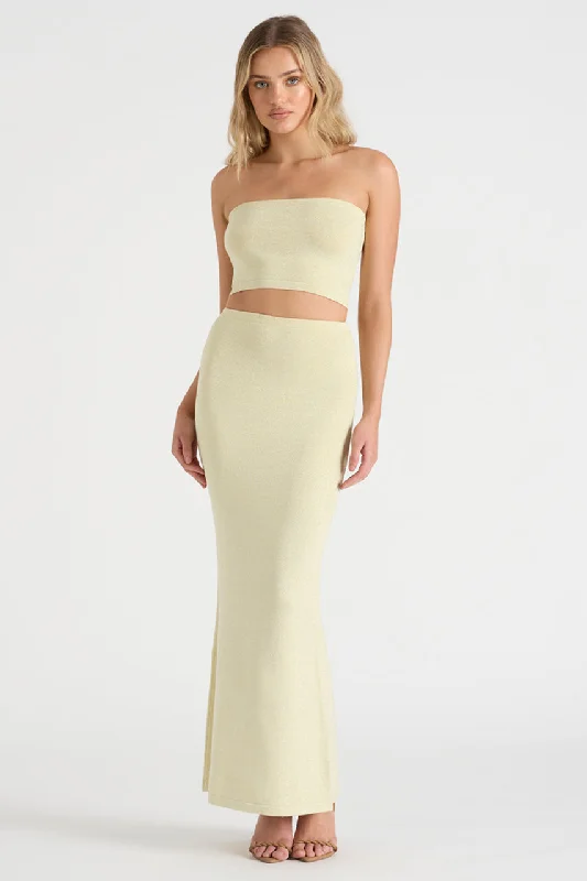 THE LUREX MAXI SKIRT - BUTTER